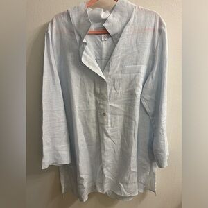 NWOT 100% linen tunic in blue & white; size XL (f16-18); never worn